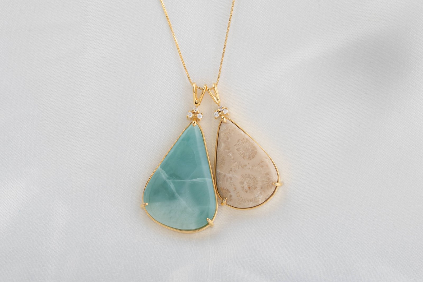 Collares Azur Gota y Prisma en plata ley 925